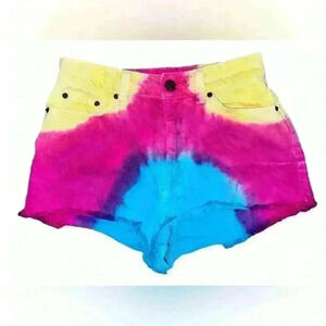 BDG High Rise Cheeky Tie Dye Denim Cut Off Shorts Size 26/US 2